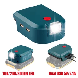 LED Adapter for Black & Decker Stanley 14.4V/18V Li-ion Battery Converter with 3 Modes LED Work Light Emergency Light