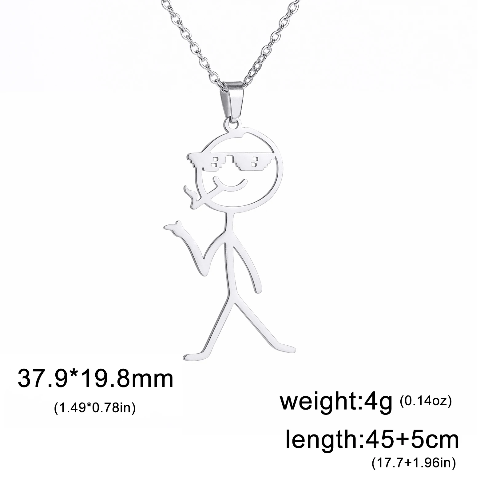 Teamer Hip Hop Mittelfinger Stickman Halskette Rock Punk Lustige Doodle Anhänger Halskette für Frauen Männer Trend Schmuck Geschenk – Detail 19