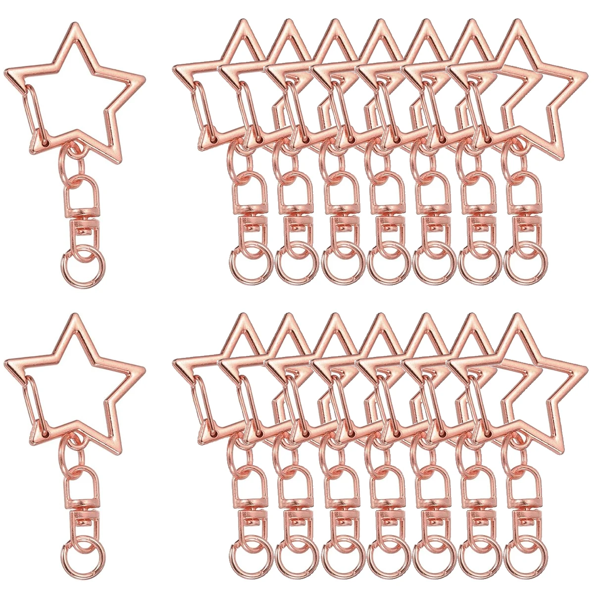 Star-Shaped Spring Snap Keychain Clip Set