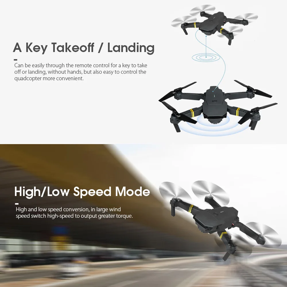 Drone E88/E58 4k Wide-angle HD Camera WiFi FPV Height Hold Foldable RC Quadrotor Helicopter Dual Camera Children\'s Toys