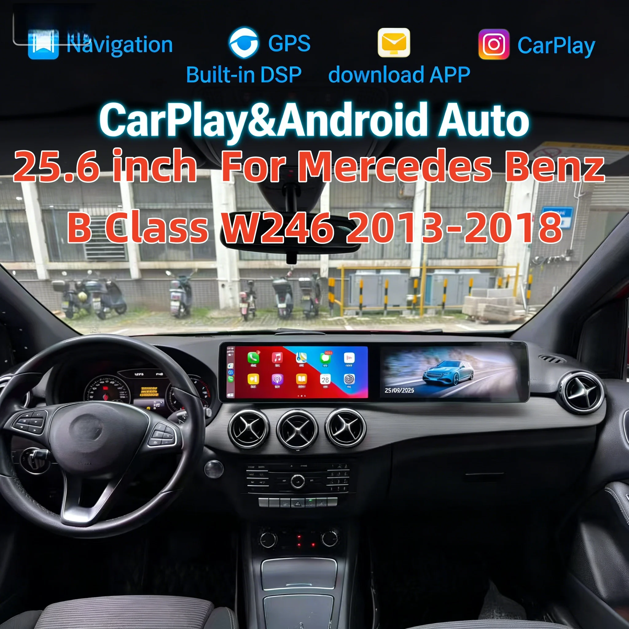 Android 14 Radio Carplay For Mercedes Benz B Class W246 2013-2018 Multimedia Head Unit Auto Player Navigation Car GPS Navi Radio