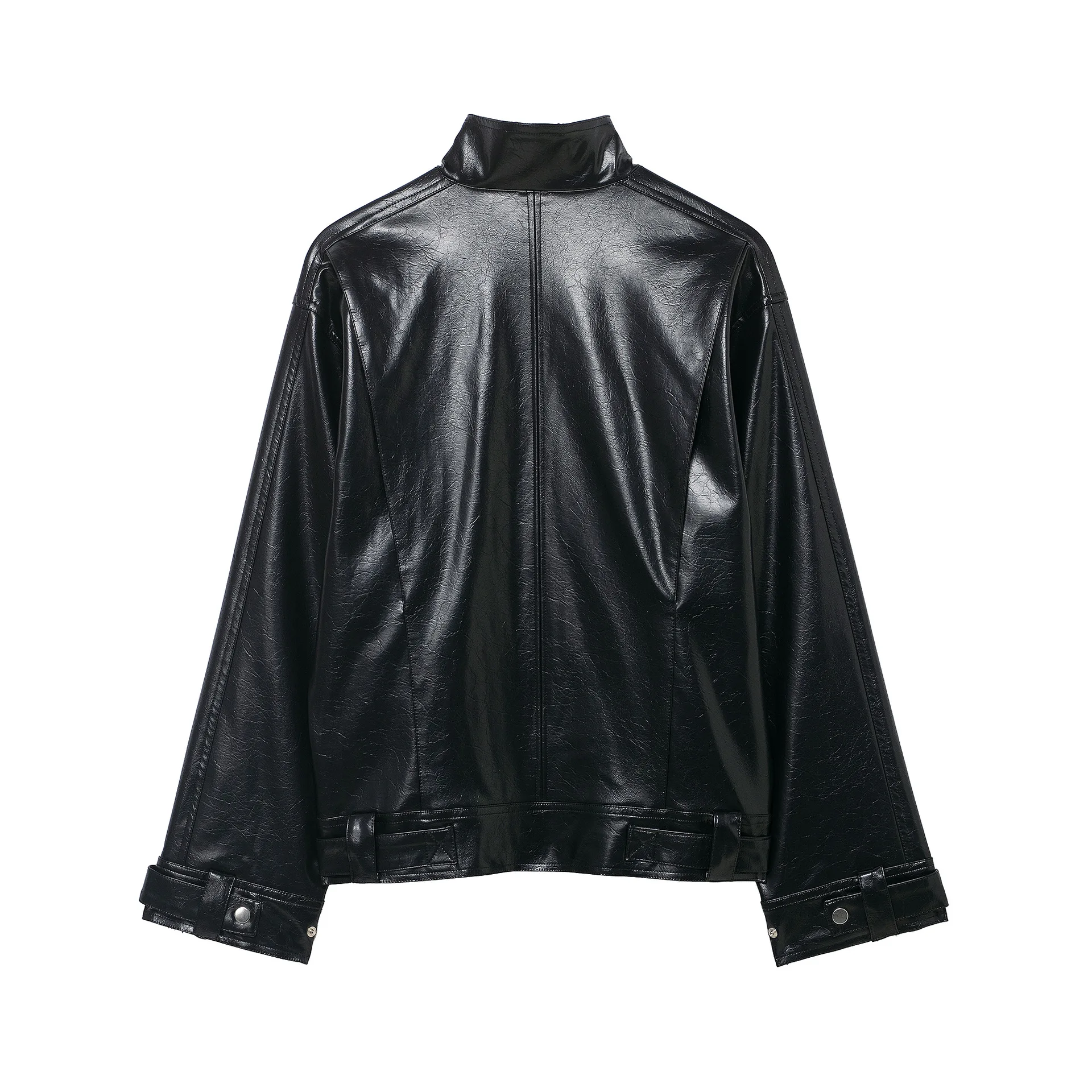 سترة جلدية أوروبية وأمريكية لخريف 2025 بتصميم جديد رائع ورائع وسترة صغيرة راقية على طراز الدراجة النارية