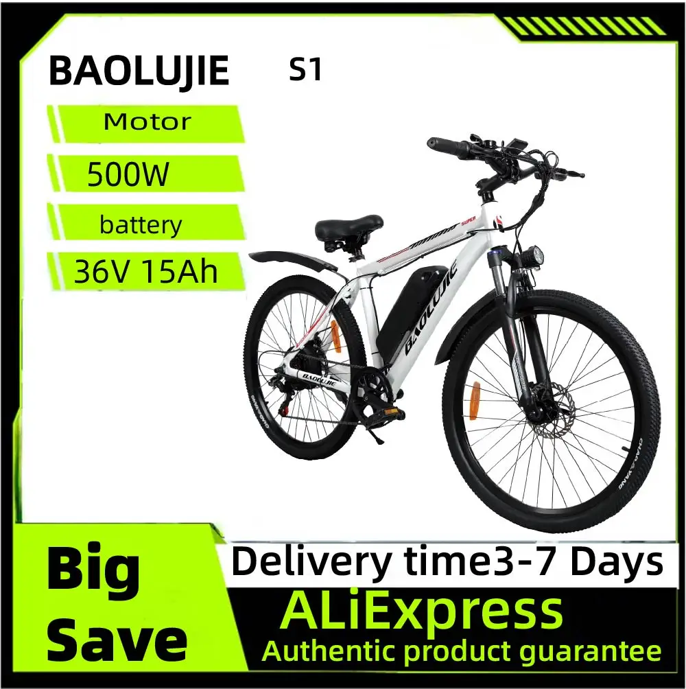 

BAOLUJIE S1 Electric bicycle 500W Motor 36V15Ah battery City Commuter Electric Bike 26inch tireall terrain E-bike