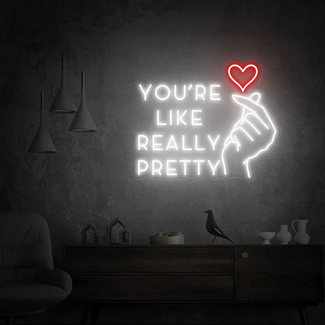 You're Like Really Pretty,Custom Neon Sign,Led Light Sign for Bedroom,Salon Wall Decor,Wedding Neon,Personalized Gifts for Her,H