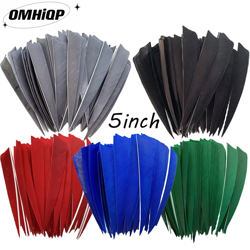 100Pcs 5Inch Hunting Arrow Feathers Natural Turkey Plumes Shield Cut Archery Fletches Vanes For Bow Accessories