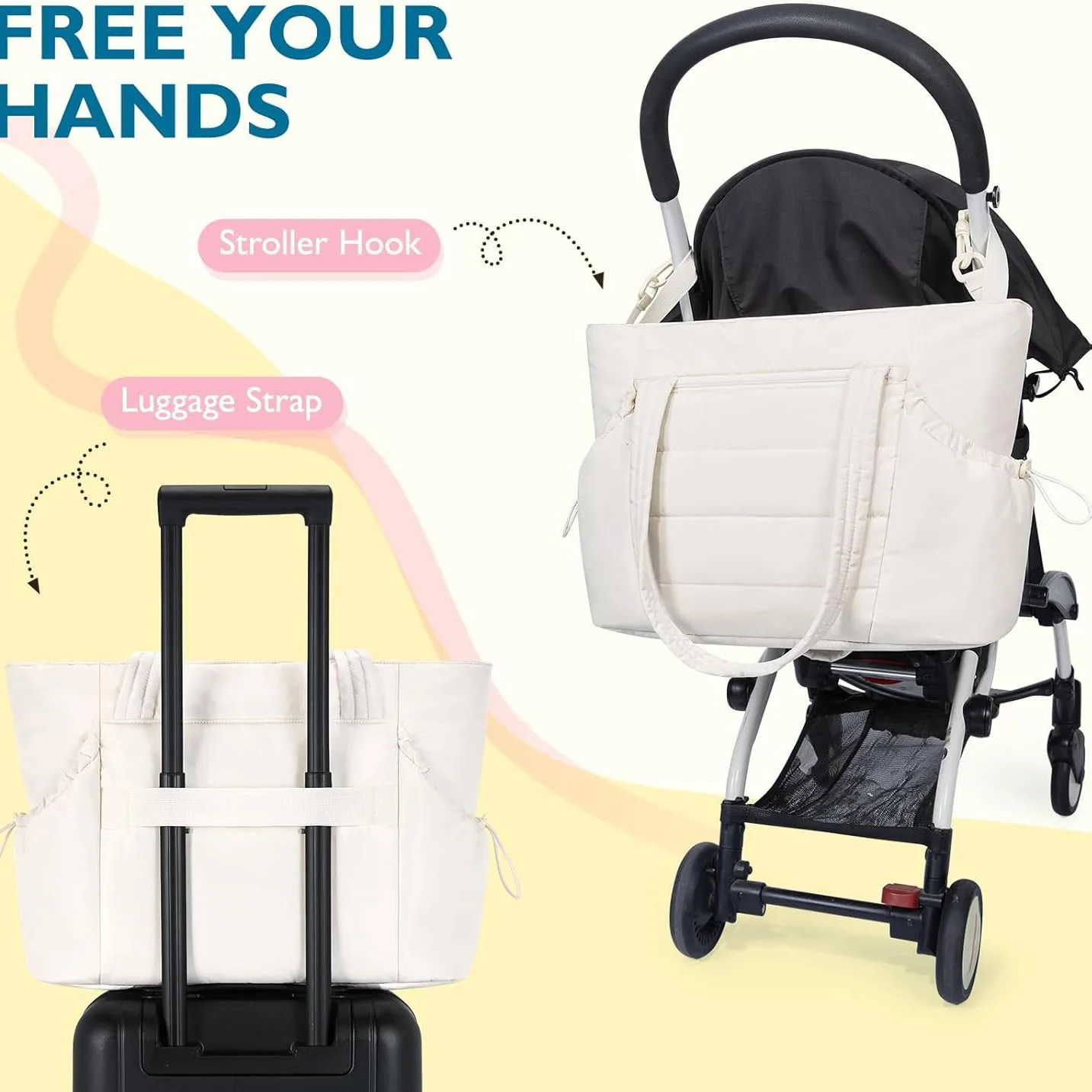 ベビーおむつバッグ-ママ-ベビー-お出かけに便利-防水おむつ替えパッド-ママバッグ