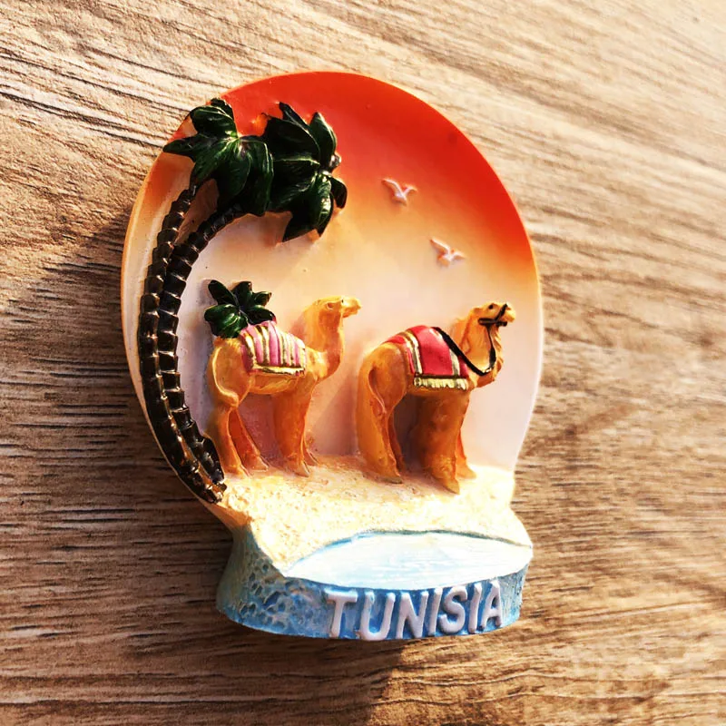 Resin Fridge Magnet with Tunisian Camel Logo, Message Stickers, Tourist Souvenirs, Decoration