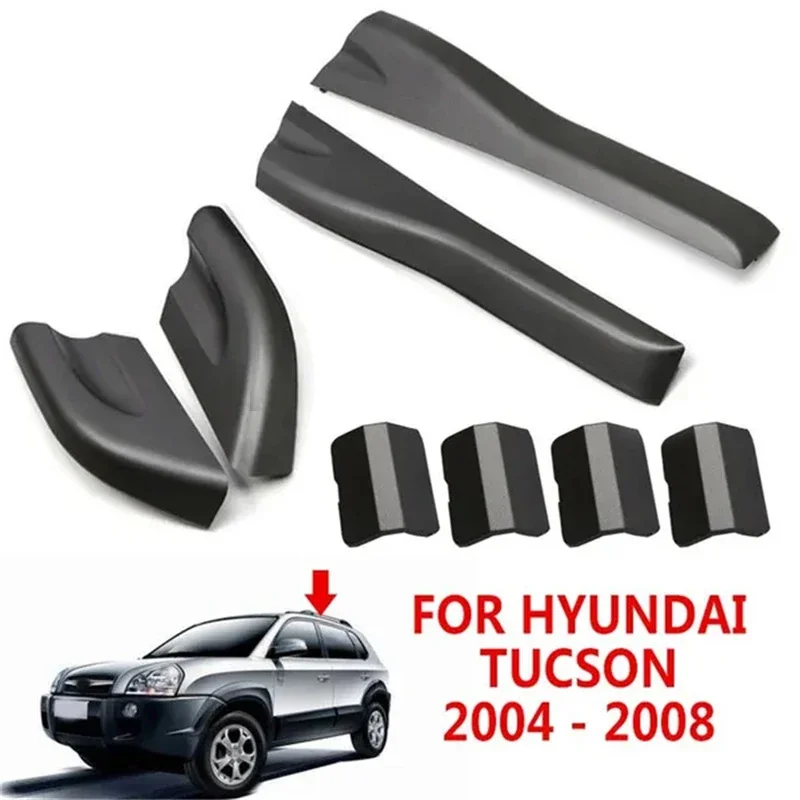 Cubierta de riel de techo para Hyundai Tucson, piezas de repuesto, color negro, 2004-2008, 8 unidades por juego