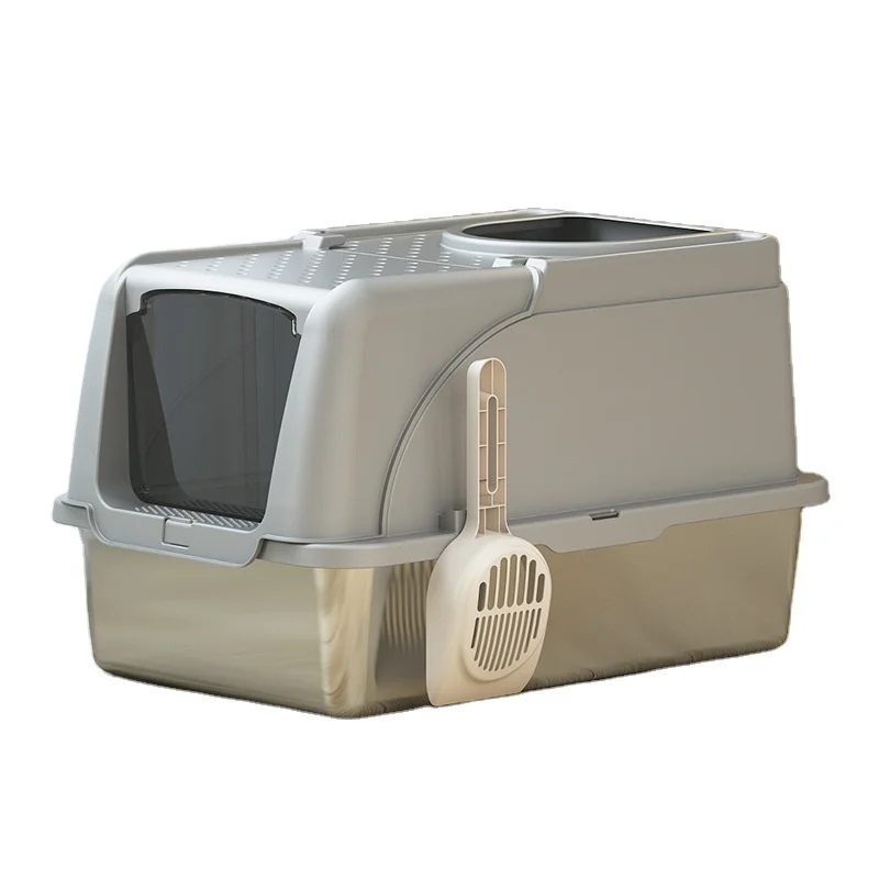 

STLFEasy Clean Extra Large Stainless Steel Cat LittersBox Double Layer Metal LittersMat Non-Sticky Odorless Cat Toilet for Big C