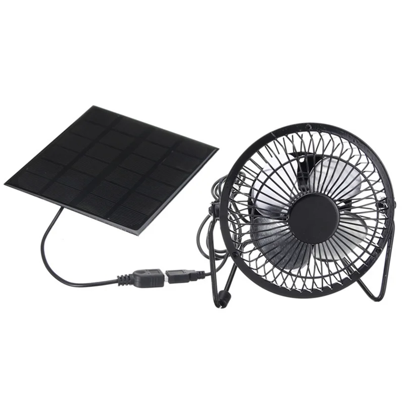 Miniventilador portátil alimentado por Panel Solar, 5W, 4 pulgadas, para invernadero, oficina y exterior