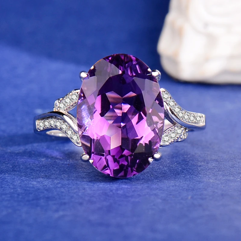 

925 Silver Inlaid with Natural Amethyst Ring, Suitable for Women, Women's Ring, Adjustable, Elegant, Fashionable, Luxurious, Classy, High-End, Festive Gift, Valentine's Day Gift, Mother's Day Gift, Gift for Loved Ones, Birthday Gift, Christmas Gift.
