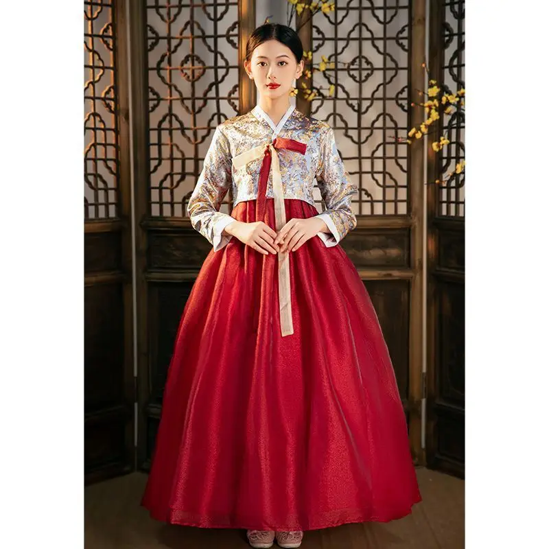 Korean Hanbok Traditional Korean Ethnic Dance Minority Court Wedding Costume Dress Set Performance Clothes