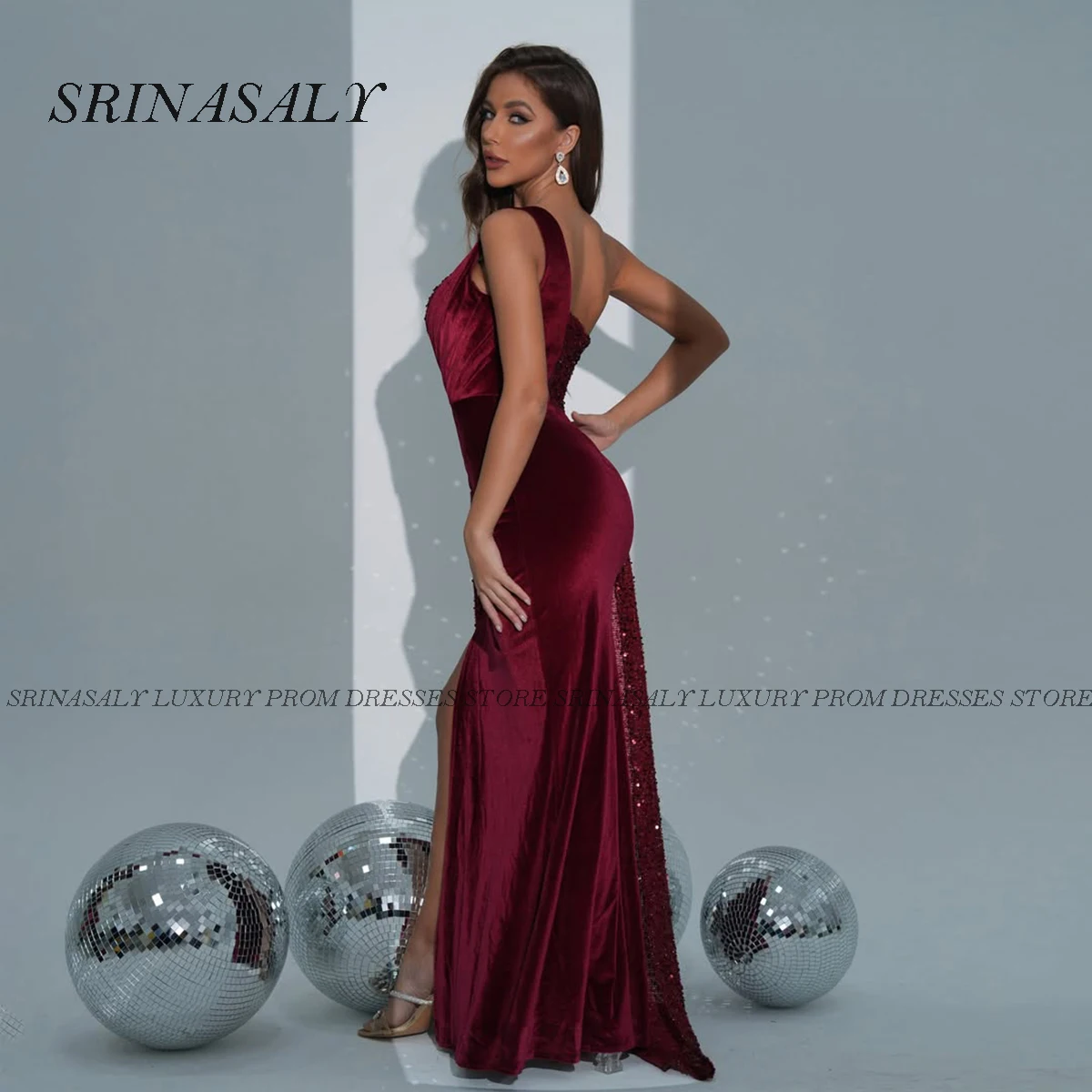 Vestido de fiesta de noche de sirena personalizado para niña, vestidos de fiesta de boda con abertura lateral y tren de cepillo, vestidos formales sin mangas de velada