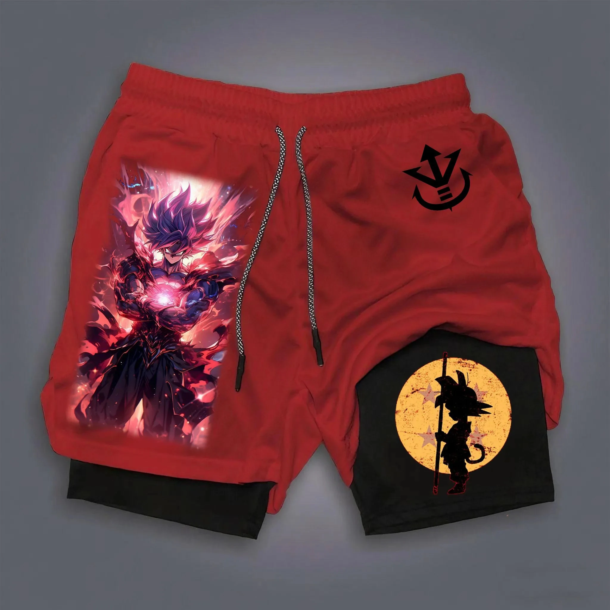 

2025 New Dragon Ball GOKU Animation Printing Double-layer Shorts American Summer Men's and Women's Fashion Sports Shorts