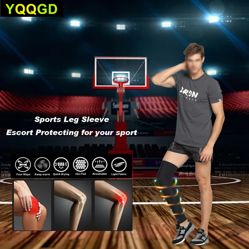 1Pcs Leg Compression Sleeve  Men Youth Basketball Sports Footless Calf Compression Socks Knee Brace Support Helps Arthritis New