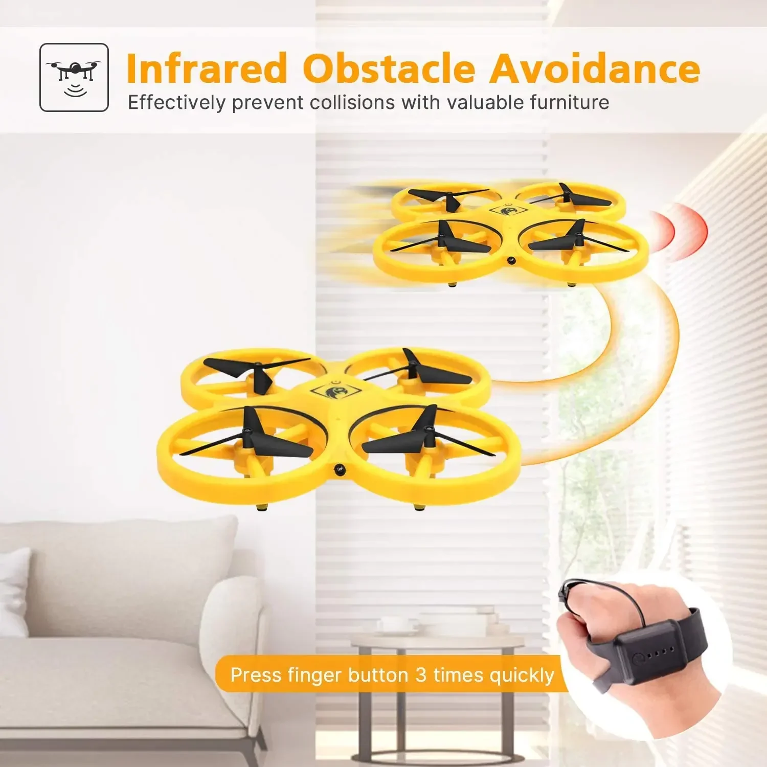 OVNI RC-Mini Dron de inducción para niños, reloj inteligente con gesto de detección remota, Control manual, mantenimiento de altitud