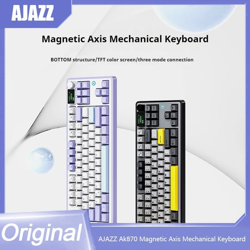 

AJAZZ Ak870 Magnetic Axis Mechanical Keyboard 84keys Wired/Wireless Three-Mode Mechanical Keyboard Support Rt Adjustable Keyway