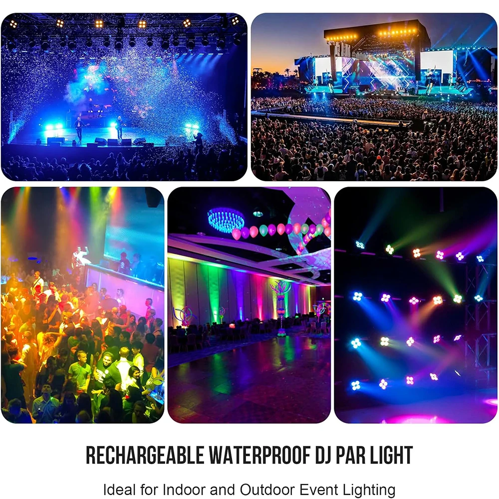 6 قطعة/المجموعة مع حقيبة يد IP65 قابلة للشحن Led ضوء المرحلة 4x18 واط RGBWA + UV 6in1 Led بطارية ضوء لاسلكي DMX512 لاسلكي عن بعد