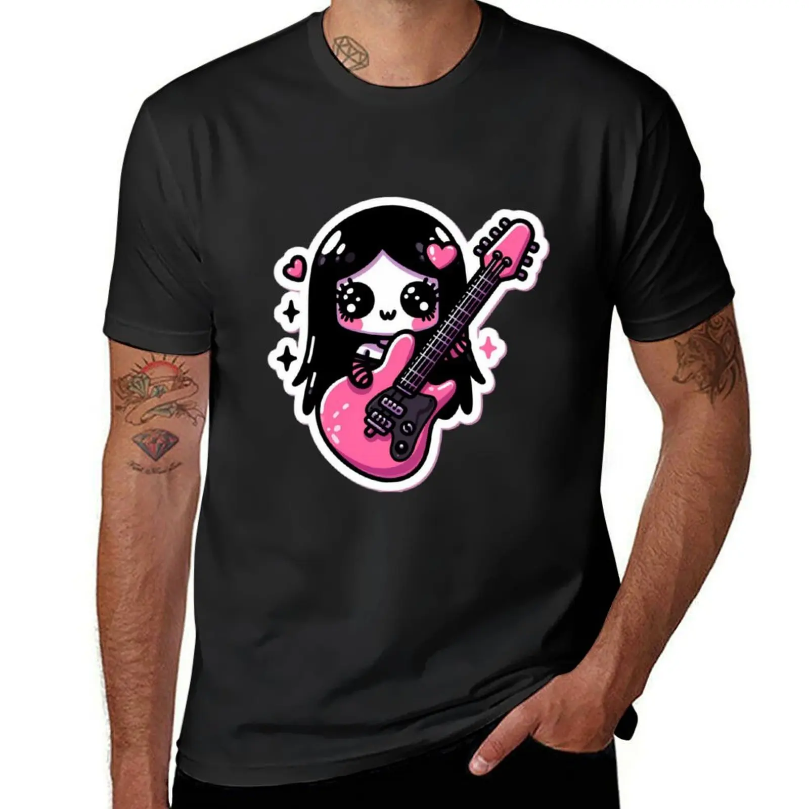 

Cute emo guitar girl T-Shirt plus sizes shirts graphic tees anime mens cotton t shirts