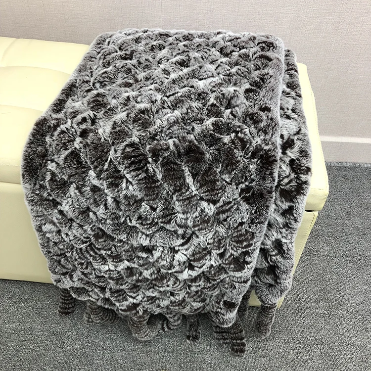 190*36cm Winter Gestrickte Echt Rex Kaninchen Fell Schal mit Tasche Breite Frauen Natürliche Kaninchen Fell Quaste Schal warm Langen Fell Schals – Detail 14