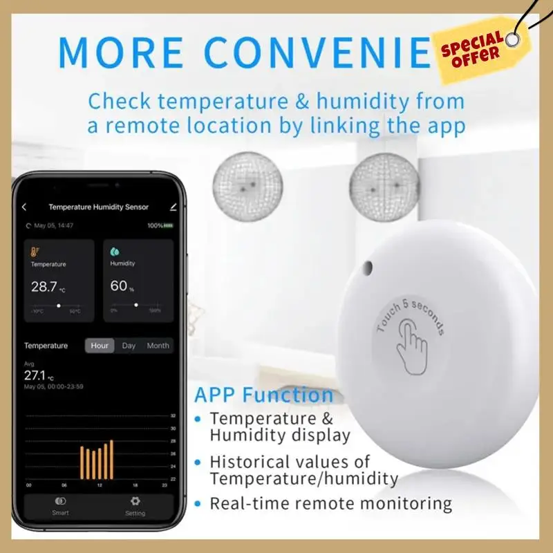 أداء مستقر-Tuya Bluetooth PT216B مقياس درجة الحرارة والرطوبة الذكي مقياس الحرارة الداخلي والخارجي مستشعر الرطوبة G
