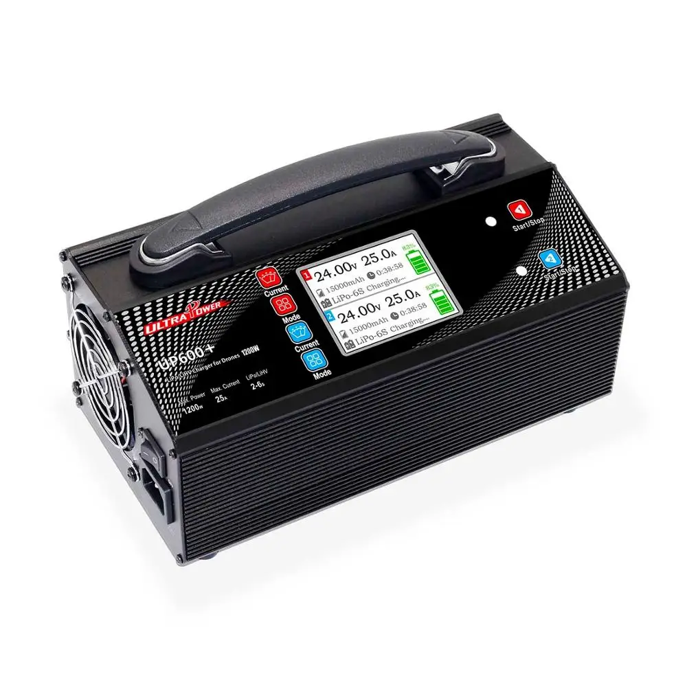 

UP600+ AC Dual Channel 2x600W 25A 2-6S Smart Battery Charger UAV Lipo Battery Balance Charger for Agriculture Drone Battery