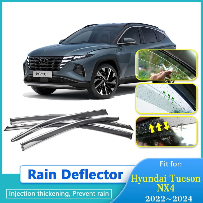 Rain Deflectors For Hyundai Tucson Tuson Tu-són NX4 2022 2023 2024 LWB 2755mm Window Visors Rain Deflector Guard Car Accessories