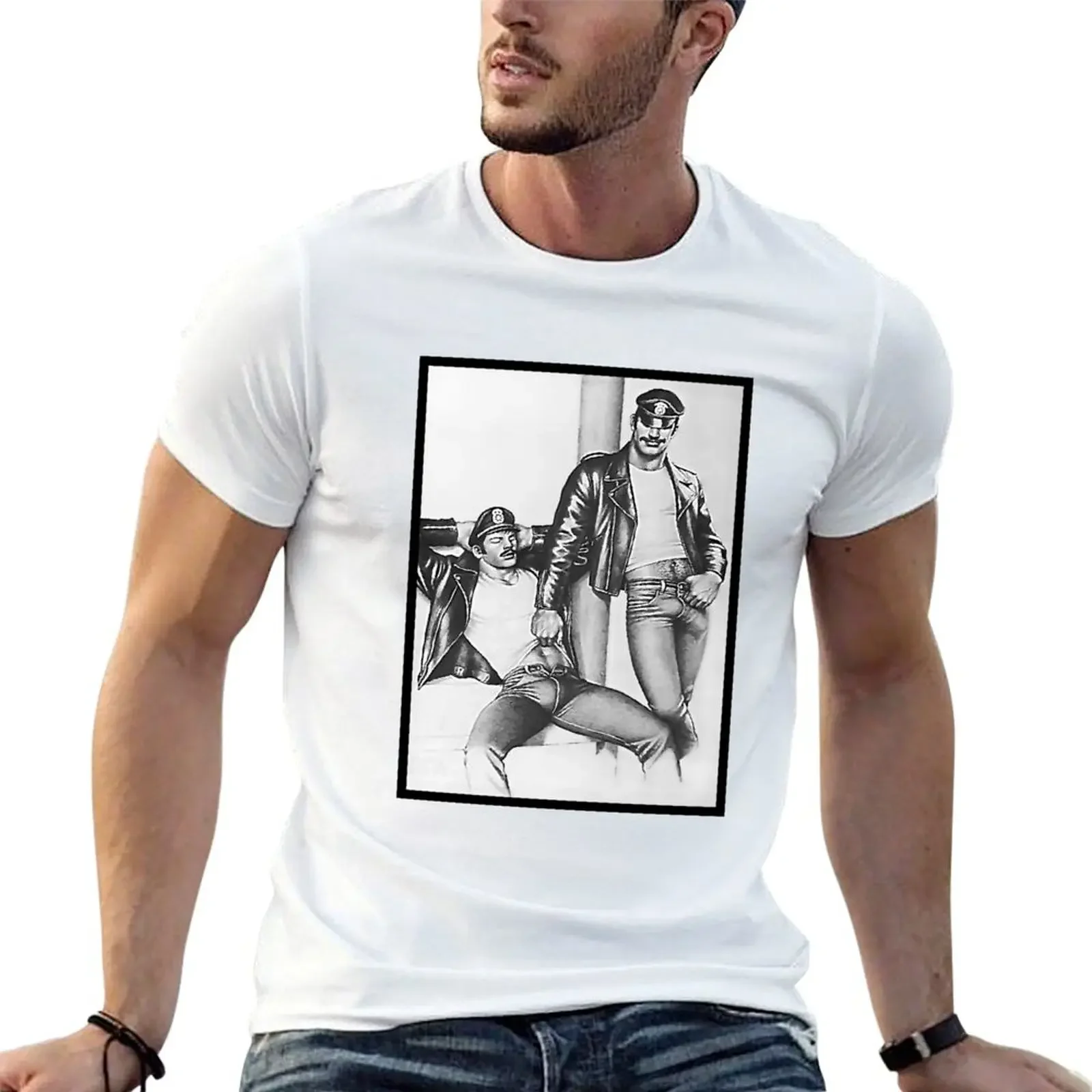 Vintage Tom of Finland - Frisky Duo T-shirt blacks hippie clothes workout shirts for men