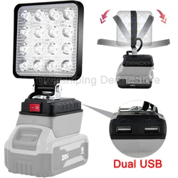 4 inch Portable Cordless LED Work Light for Dewal 18V 20V Lithium Battery Waterproof Worksite Outdoor Lighting Emergency Lamp