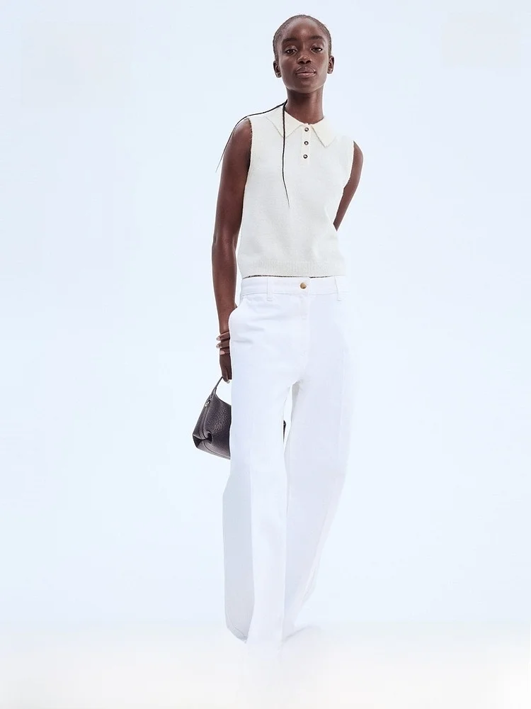 

H & M женский вязаный свитер ort Sle с отложным воротником облегающий крой повседневный модный полиэстер акрил шерсть смесь спандекса