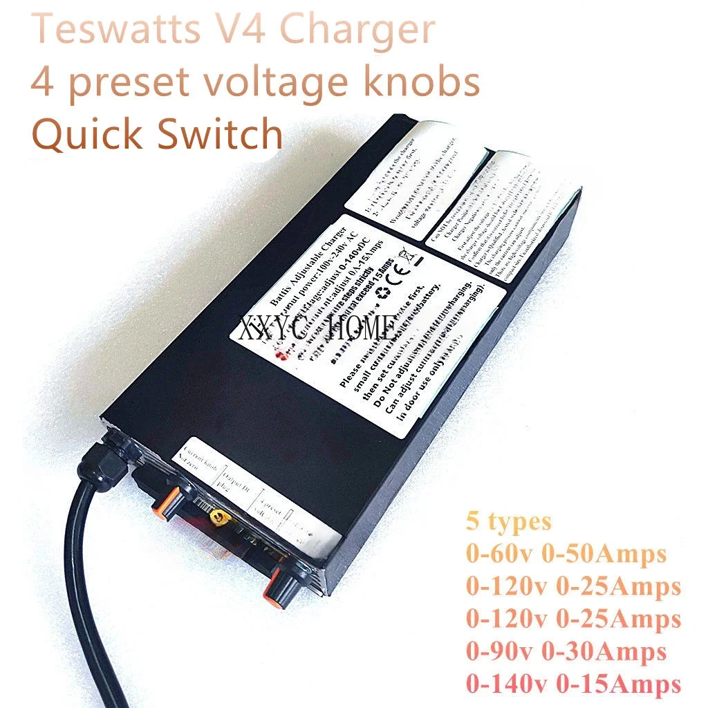 

Teswatts V4 зарядное устройство 4 предустановленного напряжения 90 в 120 в 0- 20A 15A 140 в 126 в 134 в быстрое переключение Регулируемый источник питания XT60 GX16 V3 roger