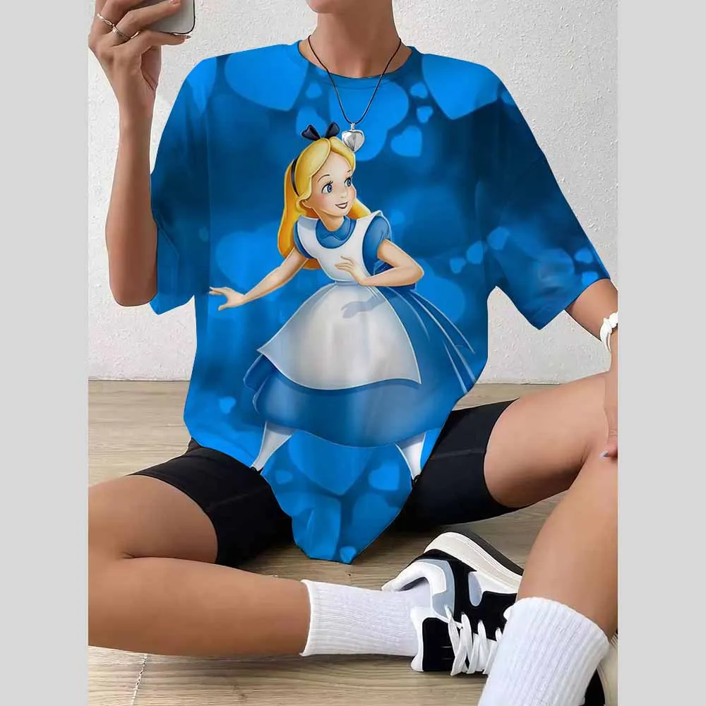 Disney Princess print Tees Casual Street Tops Camisetas Woman Clothing Summer Short Sleeve Women's T-Shirt Ropa De Mujer Ofertas