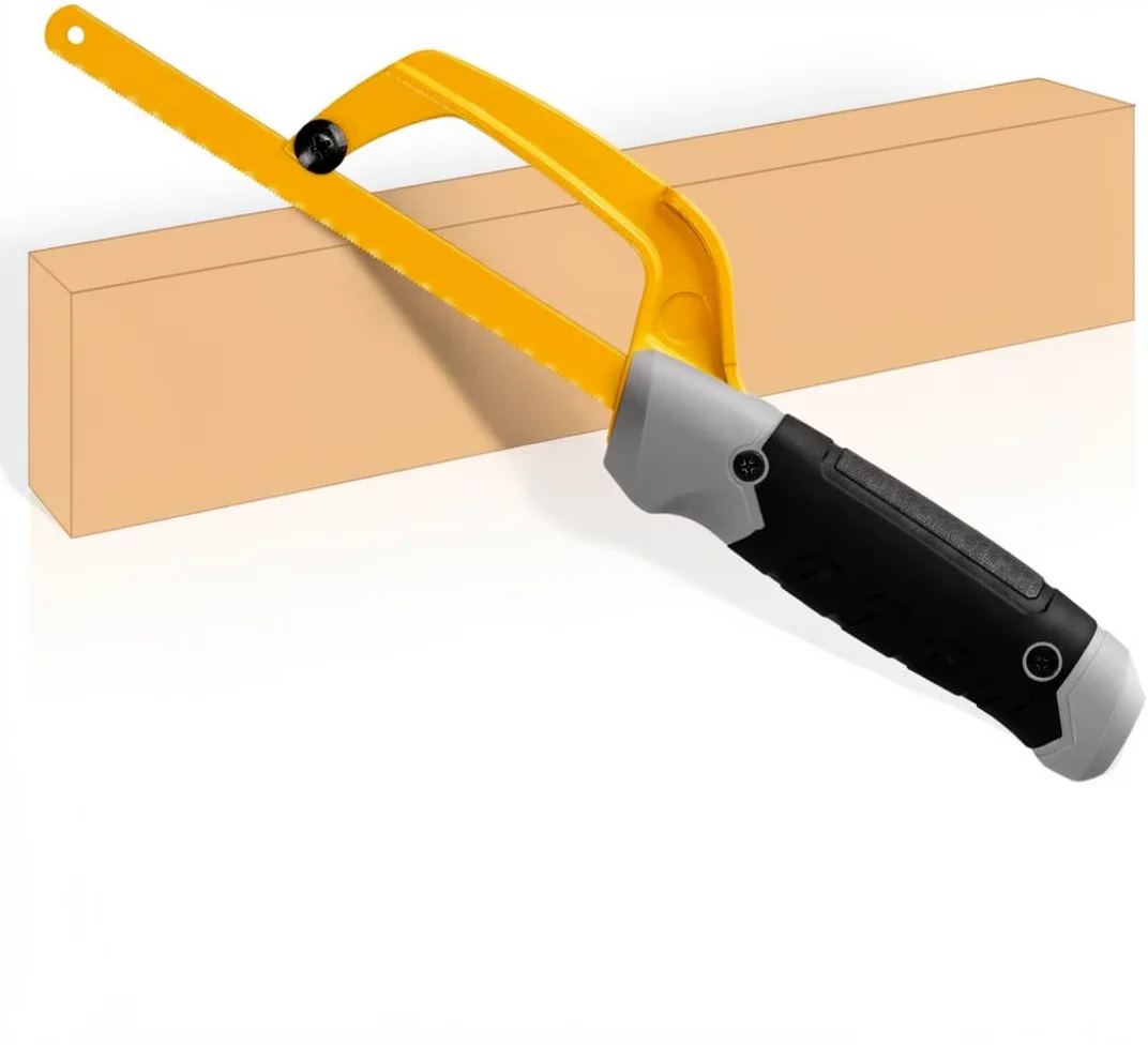 Mini Hacksaw Compact Hand Saw 10-Inch Aluminum Frame 2-Piece Flexible Bi-Metal HSS For Wood PVC Iron Copper Cutting