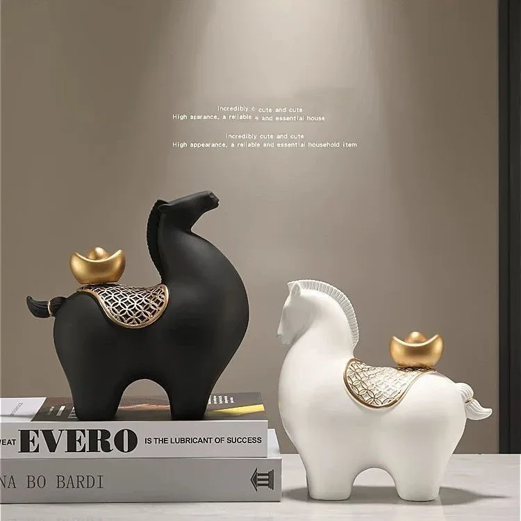 Fengshui Horse Decorative Sculpture Home room Wine Cabinet Ornaments High-end Decor Housewarming Gifts Opening Business Gifts