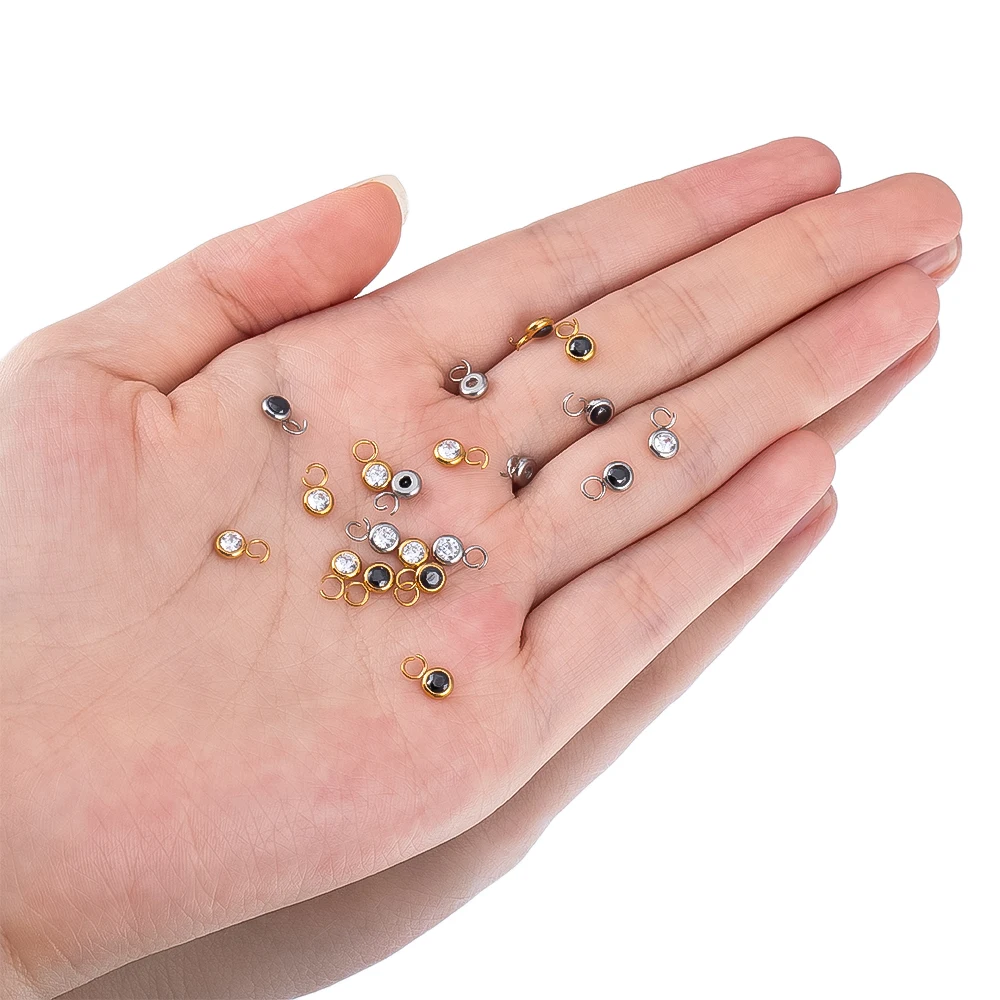 Pendentifs en acier inoxydable et Zircon, breloques en cristal pour la fabrication de bijoux, collier, Bracelet, accessoires faits à la main, vente en gros, 10 pièces