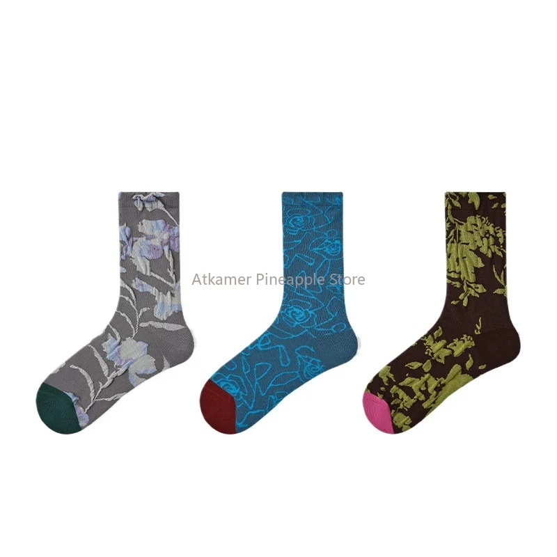 Floral Niche Socks for Women Mid-Calf Socks for Spring and Autumn Literary Versatile Socks for Women-Minimum Order of 3 Pairs