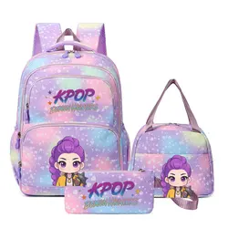 K-pop Demon Hunters Schoolbag Lunch Bag Pen Case Set Fashion Printed Backpack Pencil Case Suit School Supplies Gifts