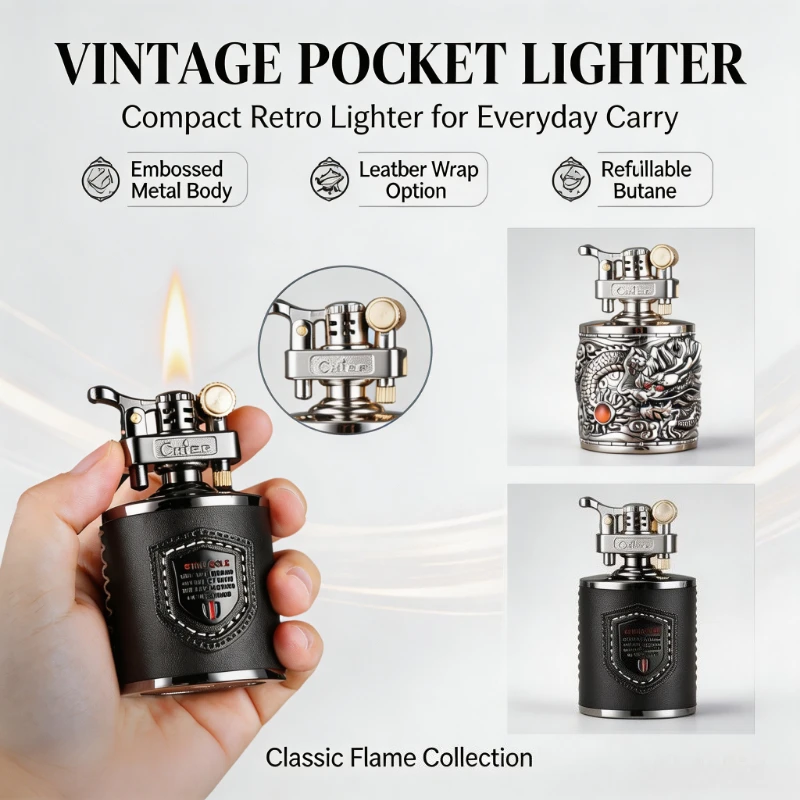 Creative Candlestick CHIEF Lighter, Windproof Retro Grinding Wheel, Premium Table Decoration Cigar Accessory Gift for Men