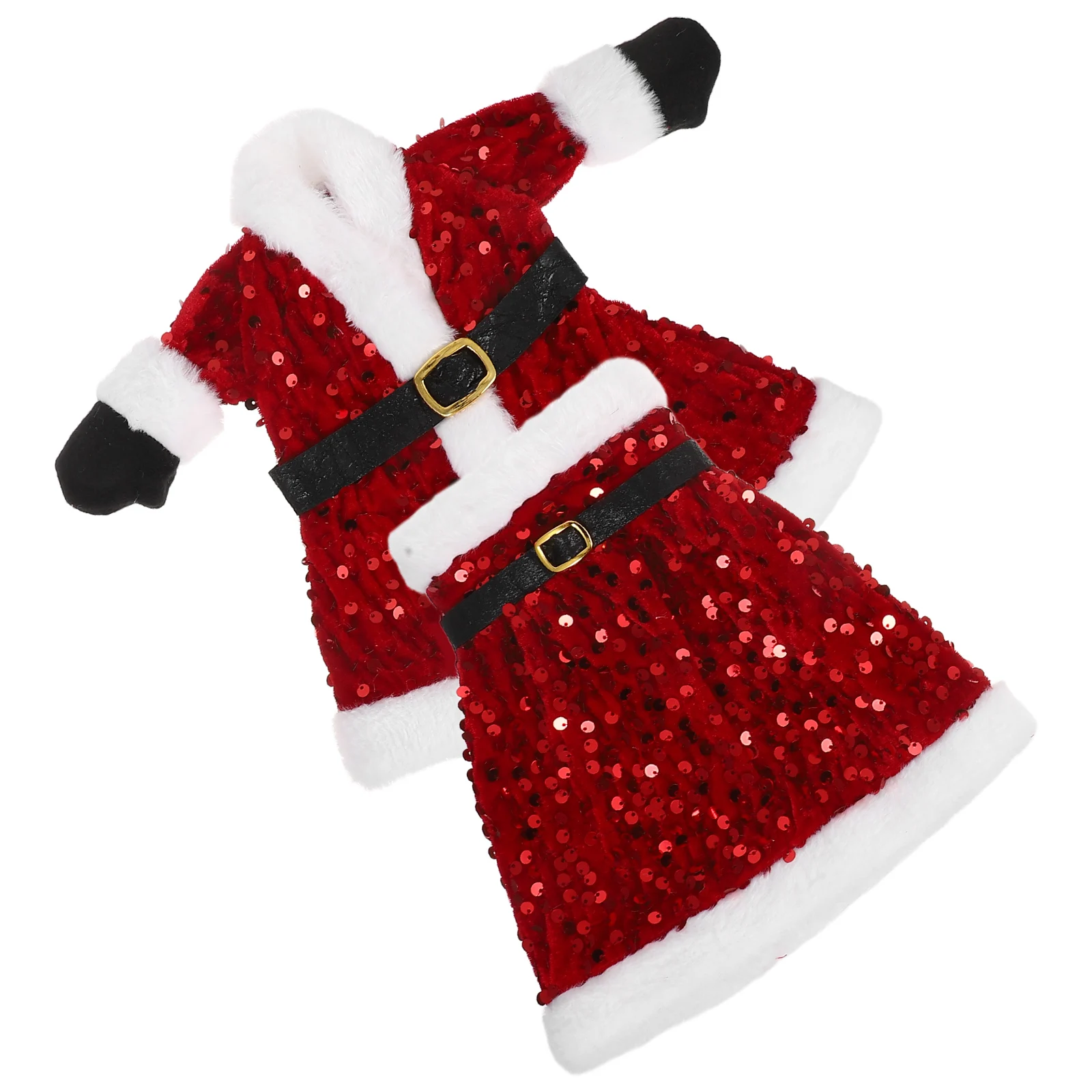 

2pcs Christmas Wine Bottle Covers Sequin Santa Dress Holiday Party Table Decor Sparkly Bottle Wrap Reusable Wine