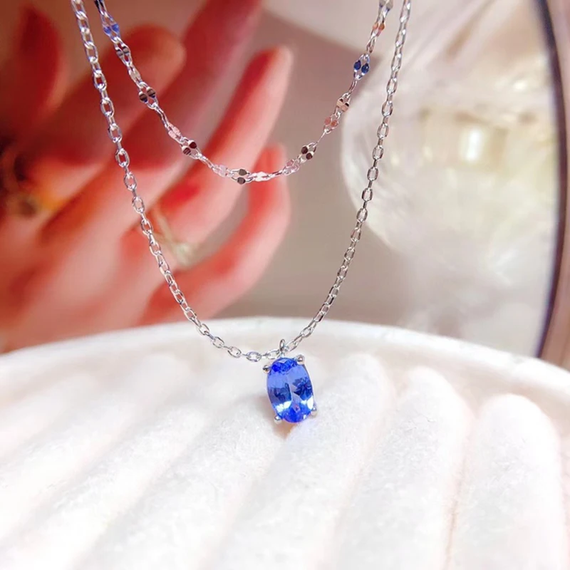 

Natural Tanzanite pendant necklace for women silver 925 jewelry luxury gem stones 18k gold plated free shiping items