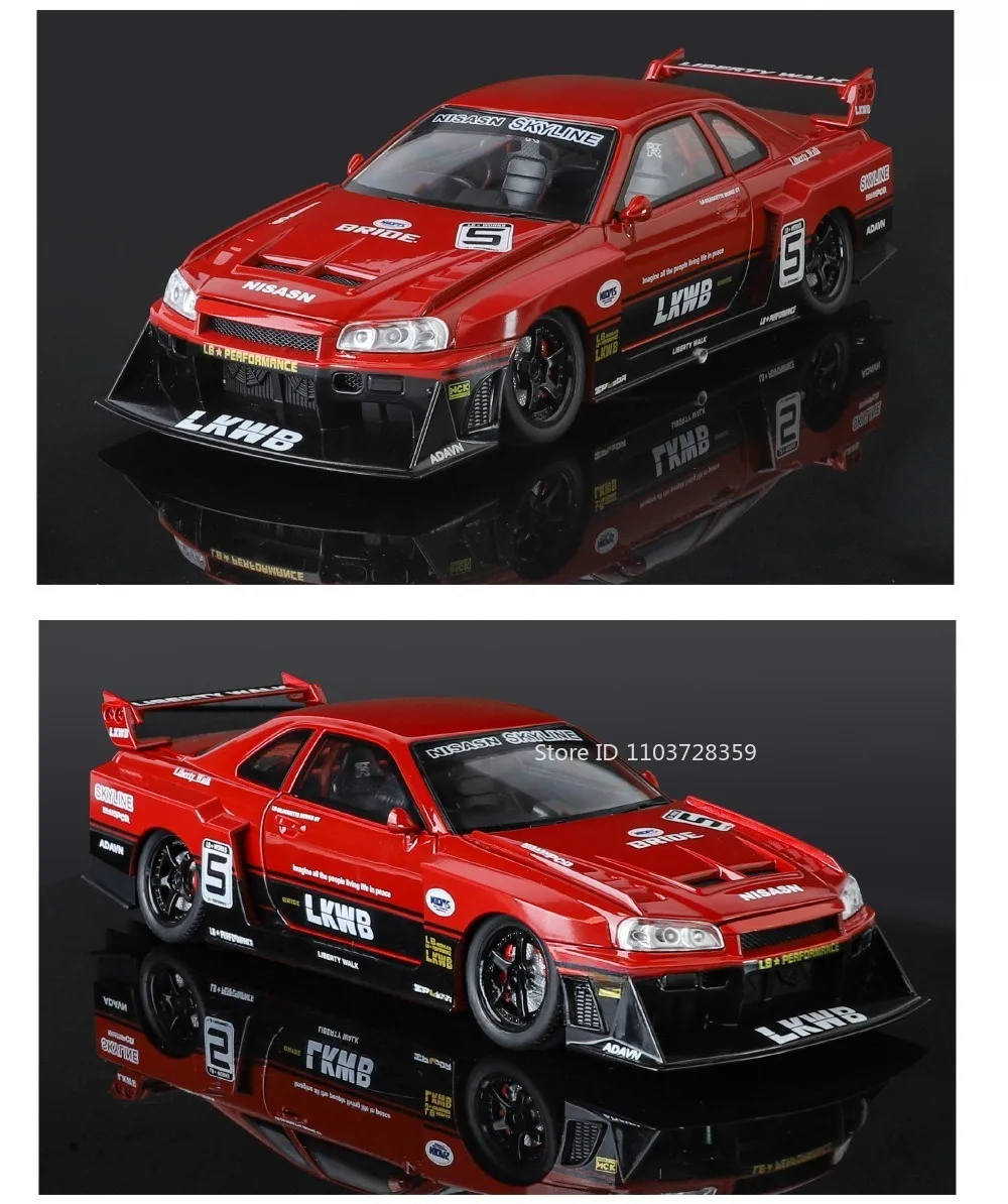 1:24 Tourbillon GTR S15 Modell Sportwagen Spielzeug Legierung Druckguss Sound Licht Türen geöffnet Stoßdämpfung Ornament Supercar für Kinder – Detail 29