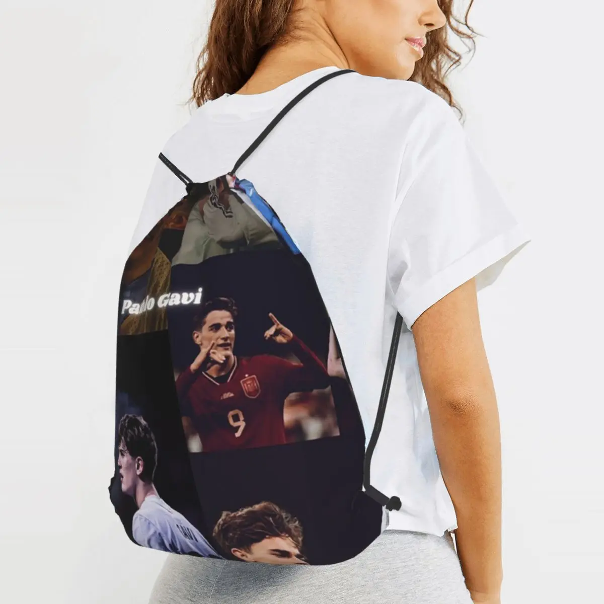 

Pablo Gavi Aesthetic Backpacks Multi-function Drawstring Bundle Pocket Sports Bag Book Bags for Travel School