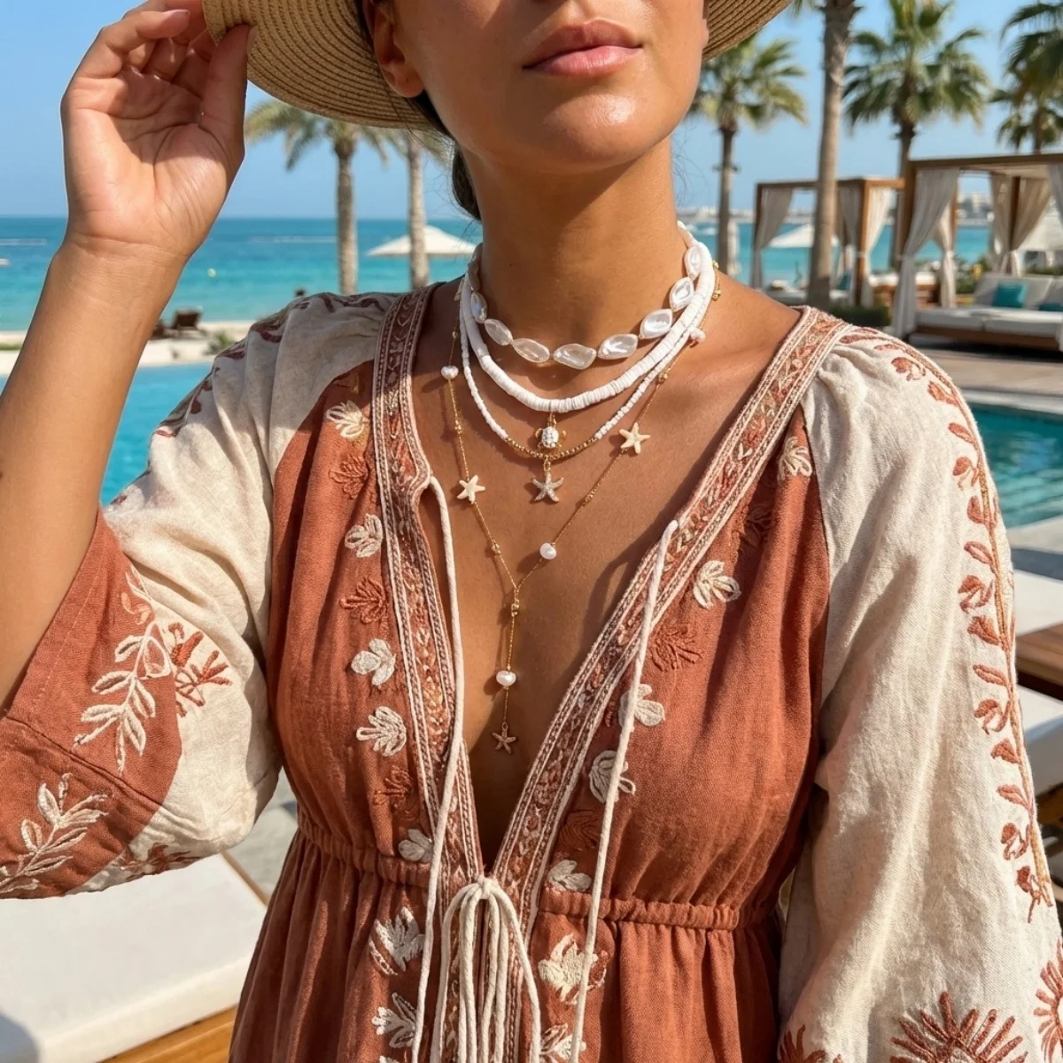 Boho Starfish Turtle Baroque Imitation Pearl Clay Stackable Necklace For Women Men Trendy Star Tassel Ocean Beach Choker Jewelry