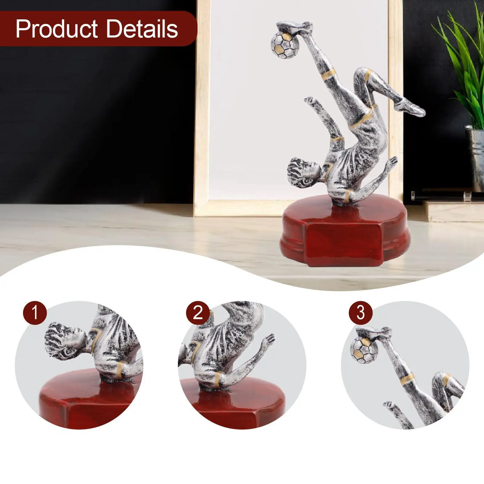 Soccer Trophy Resin Man Figurine Award Statue Decorative Sculpture for Office Tournaments and League Match Keepsake