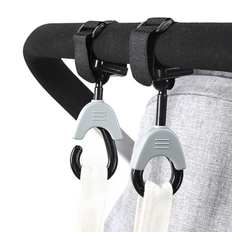 Q22D Baby Roller Hooks para bolsas colgantes Organizador bolsas pañales 360 ganchos giratorios silla ruedas accesorios