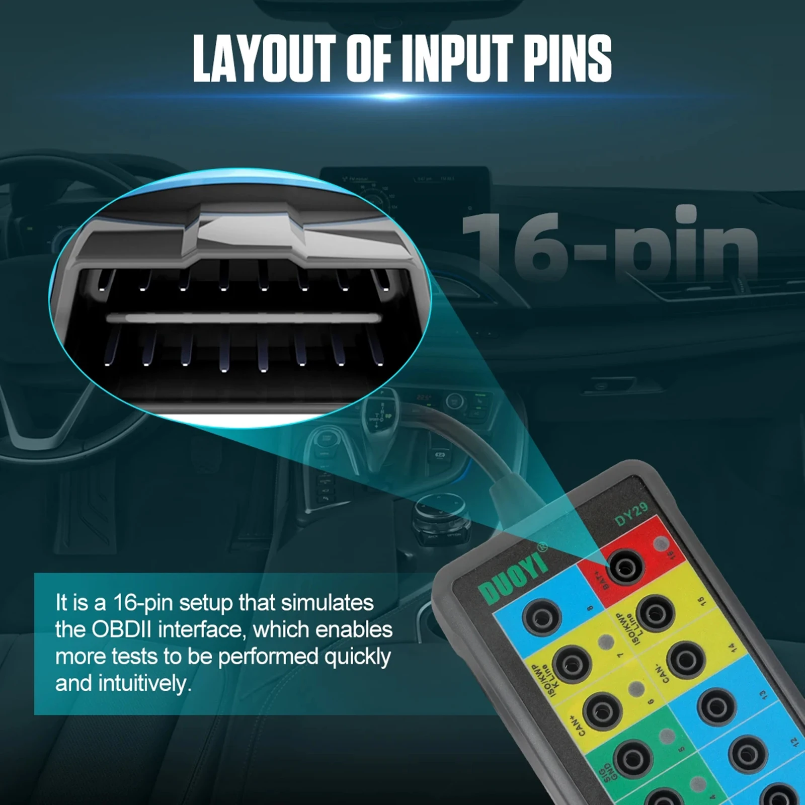 Electrical Diagnostic Tools Can Bus Analyzer Breakout Box Can Bus Breakout Box w/ LED Light Auto OBDII Protocol Detector 16-Pin