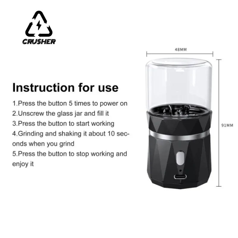 CRUSHER Super Mini Electric Dry Herb Grinder LTQ High Speed Rotation Tobacco Cutting Machine for DIY Pipe Cigarette Accessories