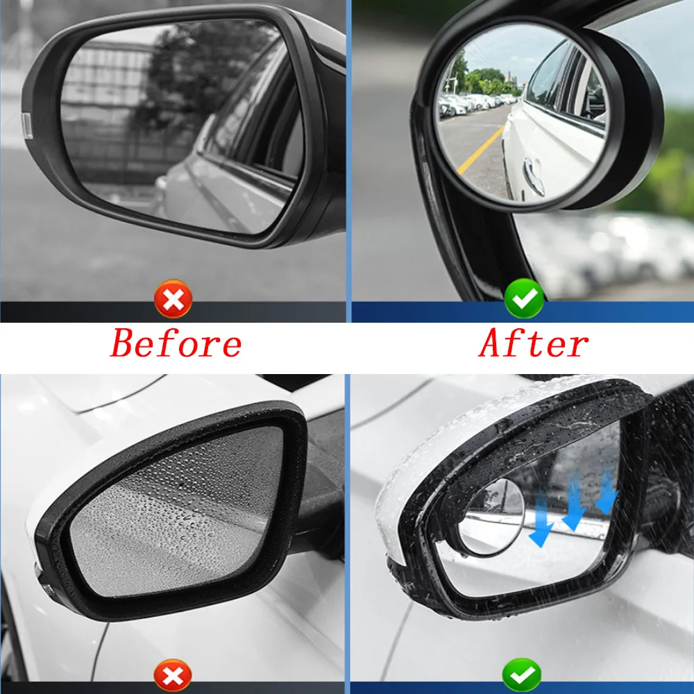 Waterproof Car Rearview Mirror with Rain Shield Cover Blind Spot Mirror Car Round Convex Mirror Wide Angle Car Reverse Mirrors