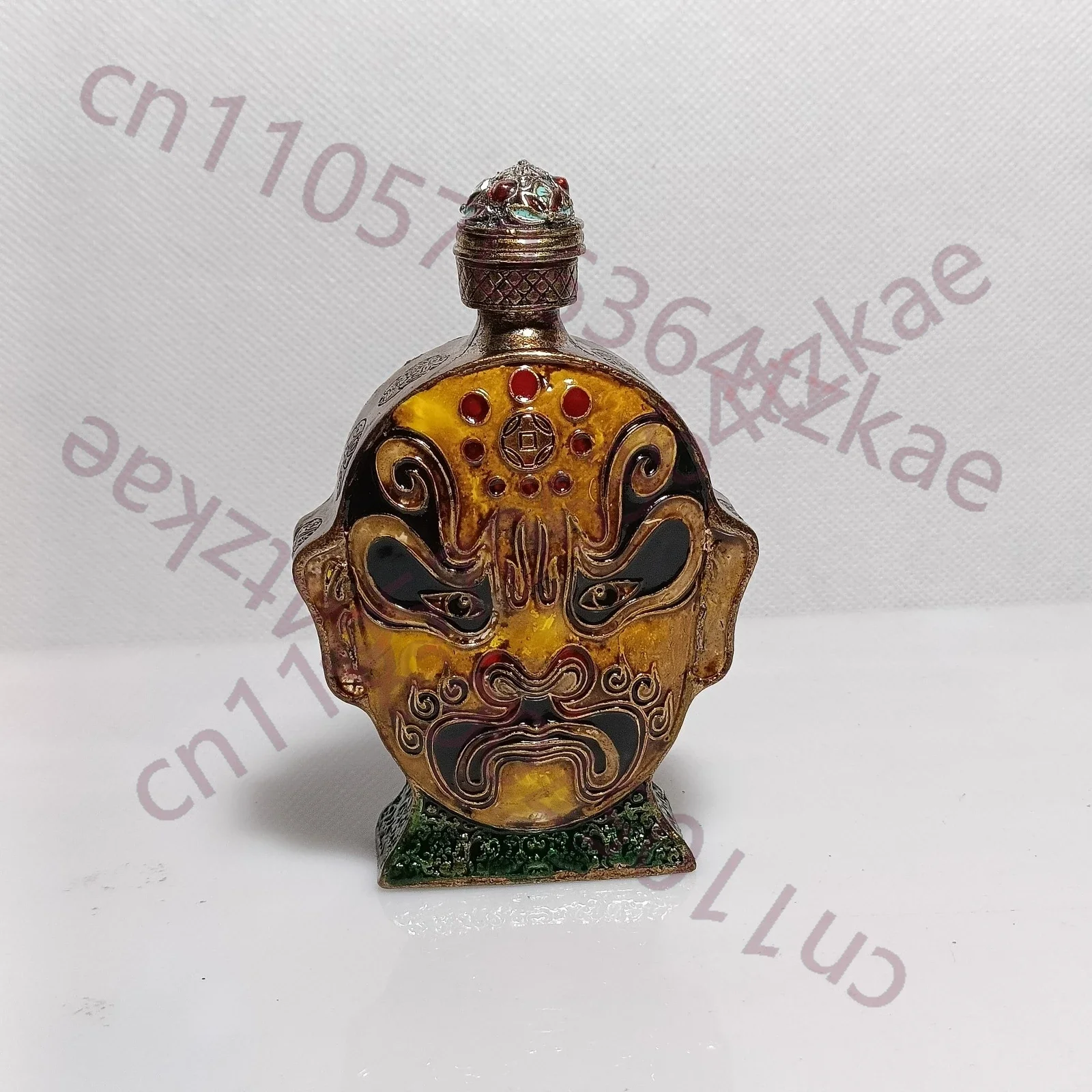 Peking Opera Facial Makeup White Bronze Enamel Colored Snuff Bottle Decoration
