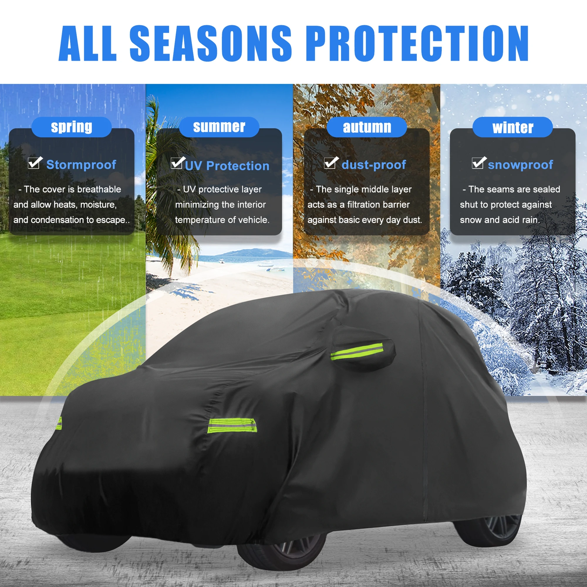 

Uxcell Водонепроницаемый автомобильный чехол с молнией для Smart Fortwo 2016-2022 Черный